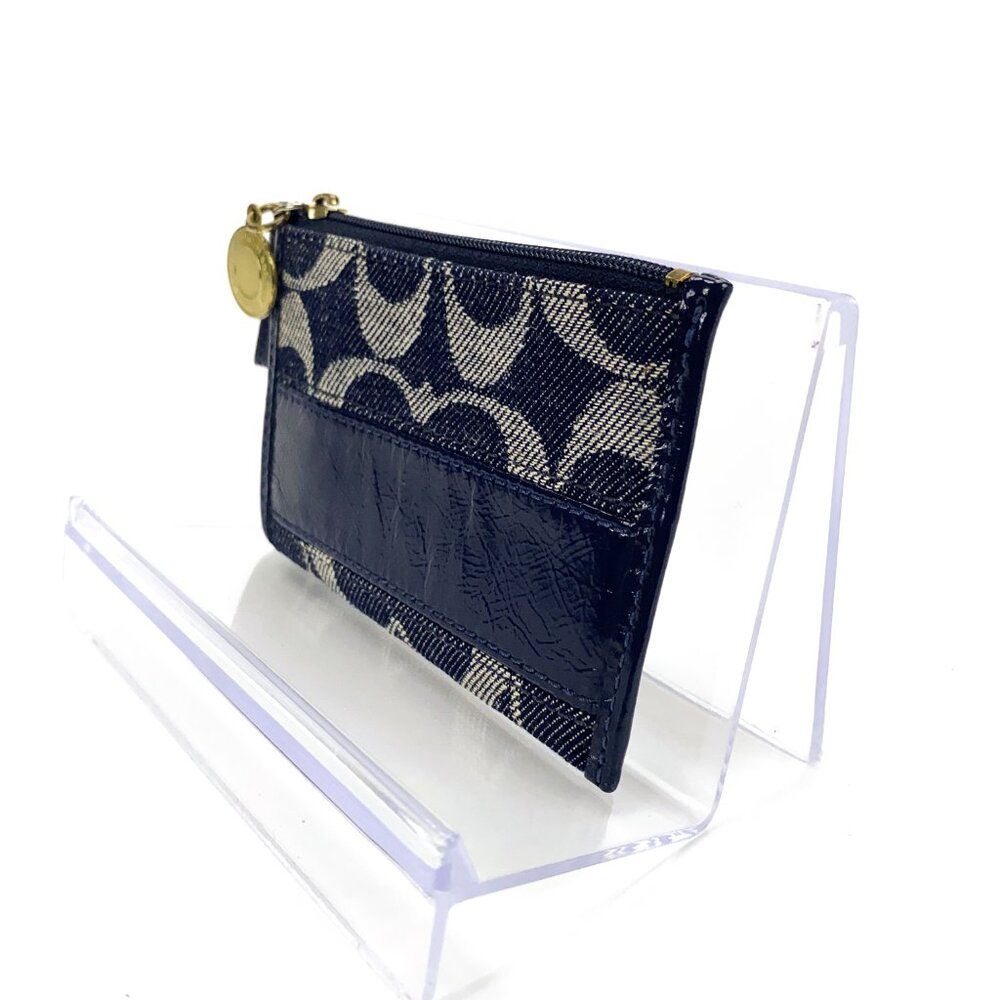 COACH Signature Mini Card Case Holder w/Key Ring - Picture 5 of 8